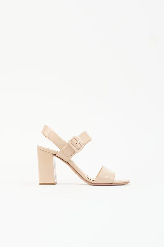 Patent Block Heel Sandal made by Prada