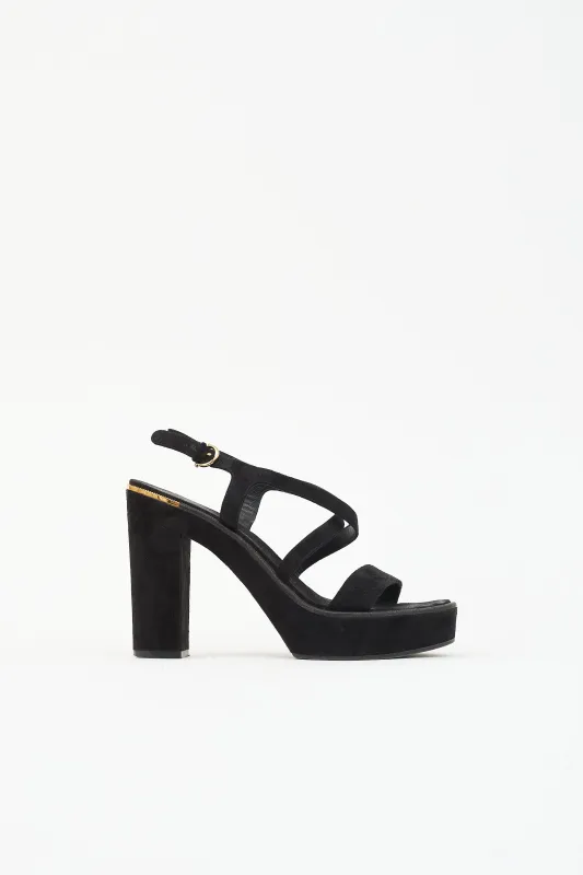 Suede Block Heel Sandal made by Salvatore Ferragamo