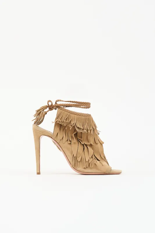 Suede Fringe Sandal made by Aquazzura