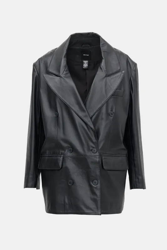 Leather Double Breasted Blazer made by Smythe