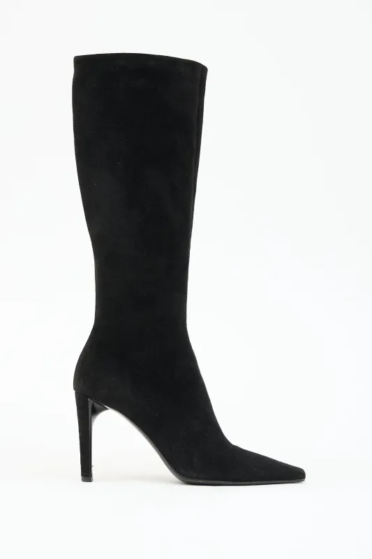 Suede Zip Boot made by Prada