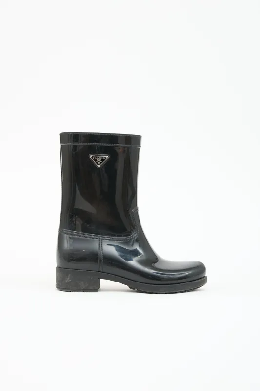 Rubber Logo Rain Boot made by Prada
