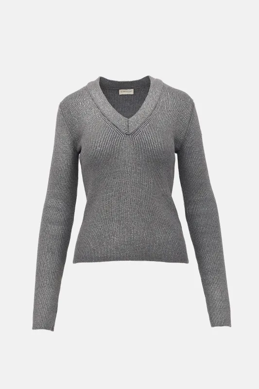 Coated Wool Ribbed Knit Sweater made by Moncler