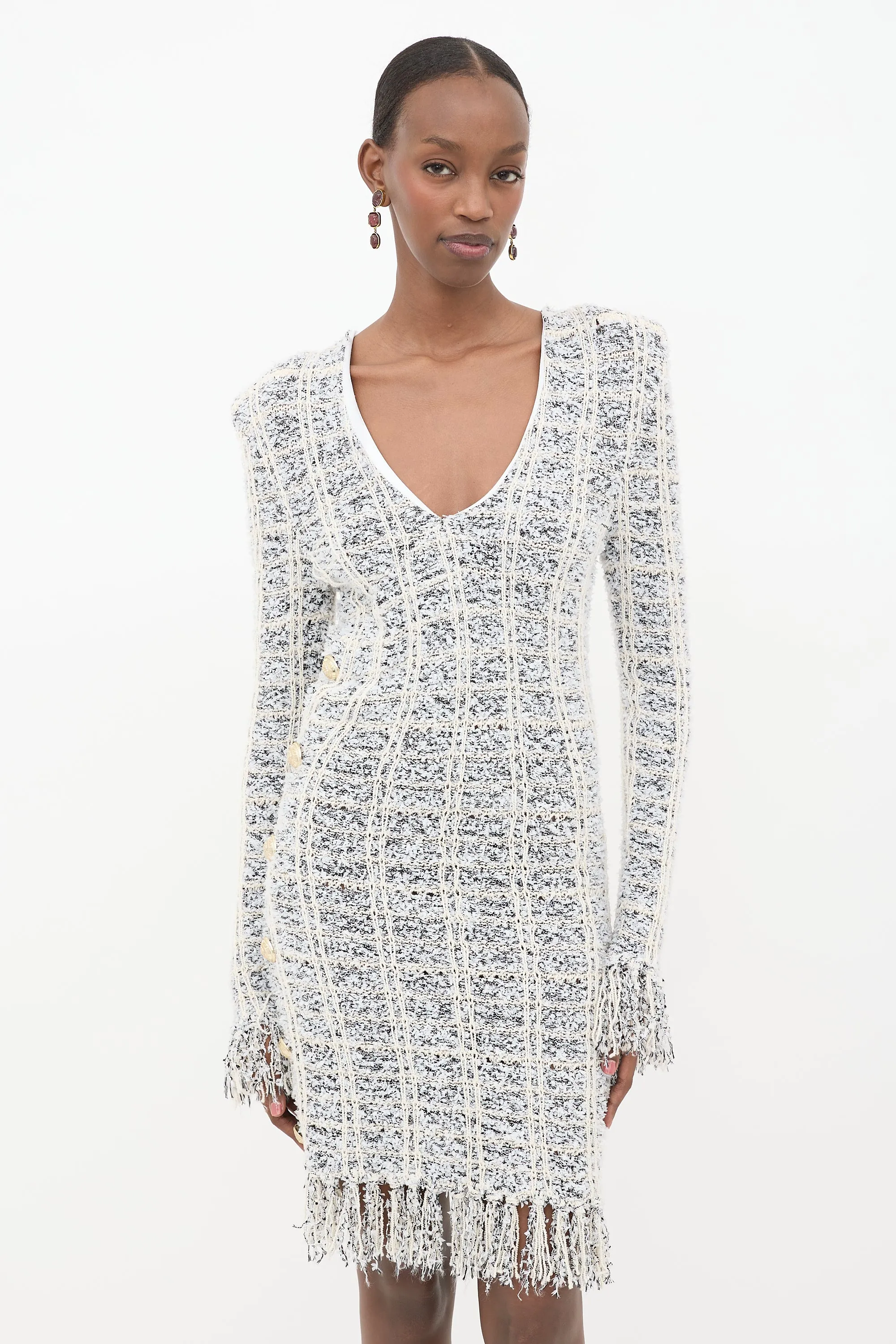 Tweed Knit Fringe Dress sold by VSP Consignment