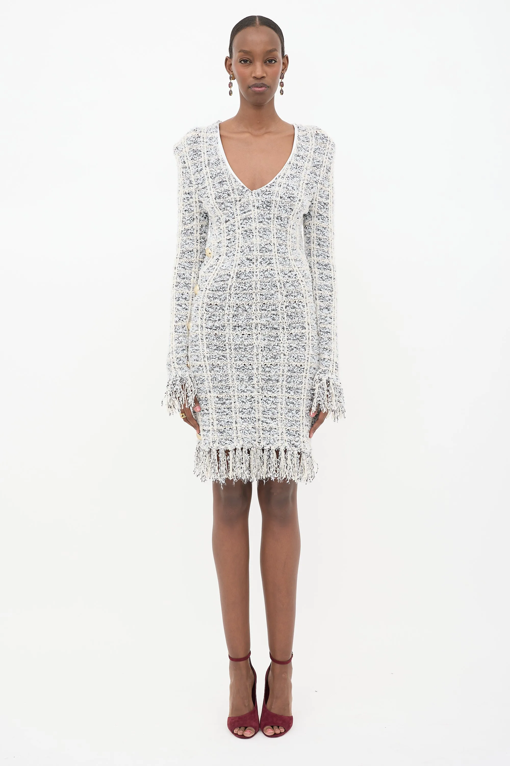 Tweed Knit Fringe Dress sold by VSP Consignment product image thumbnail 2