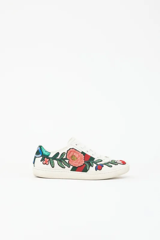 Leather Floral Ace Web Sneaker made by Gucci