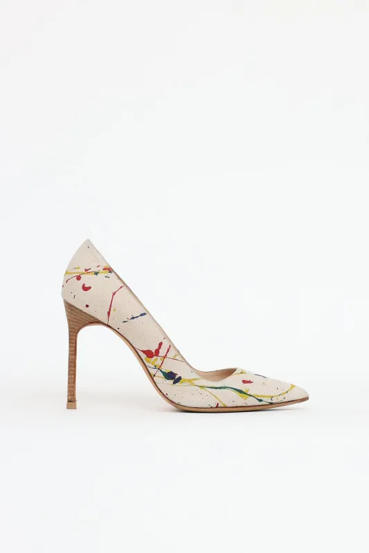 Linen BB Paint Pump made by Manolo Blahnik