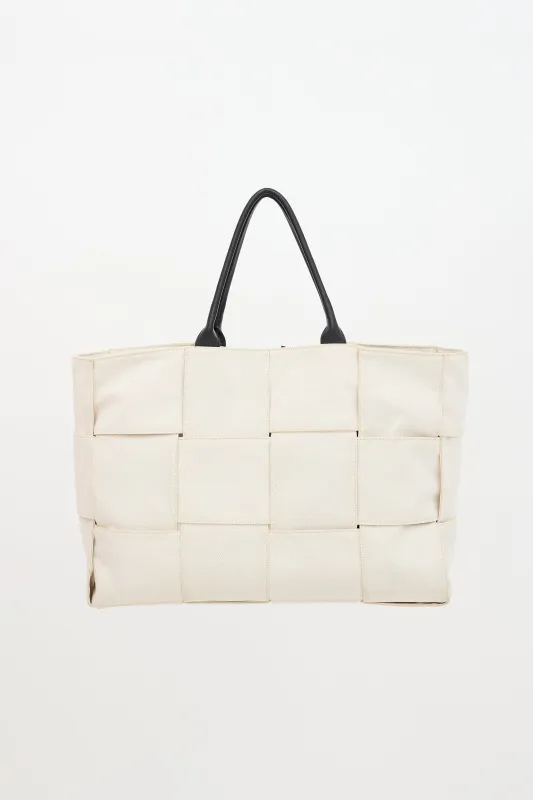 Intrecciato Canvas Maxi Arco Tote Bag made by Bottega Veneta