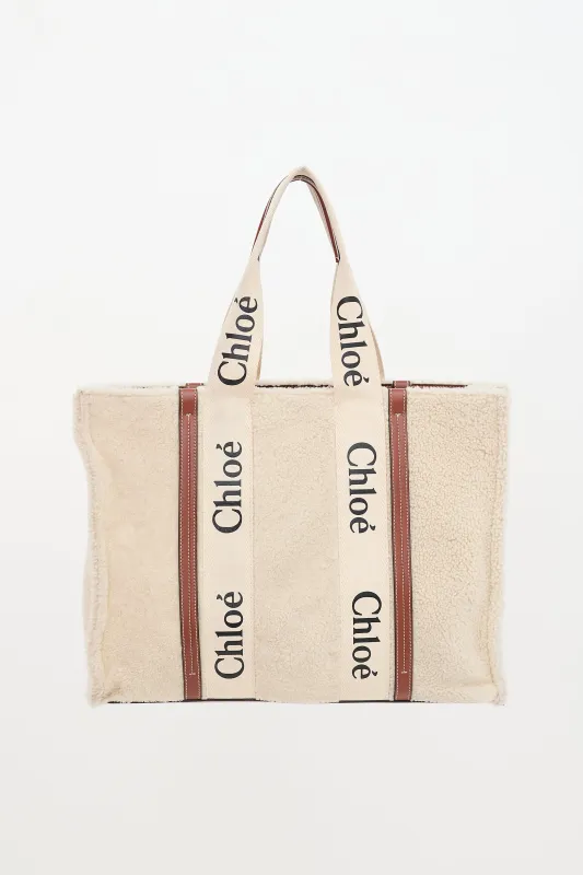Shearling Large Woody Tote Bag made by Chloe