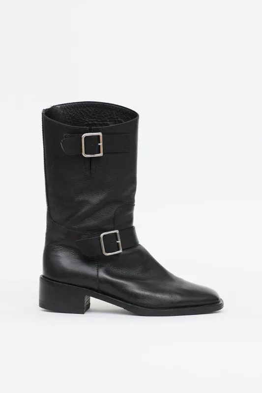 2014 Leather Moto Boot made by Chanel