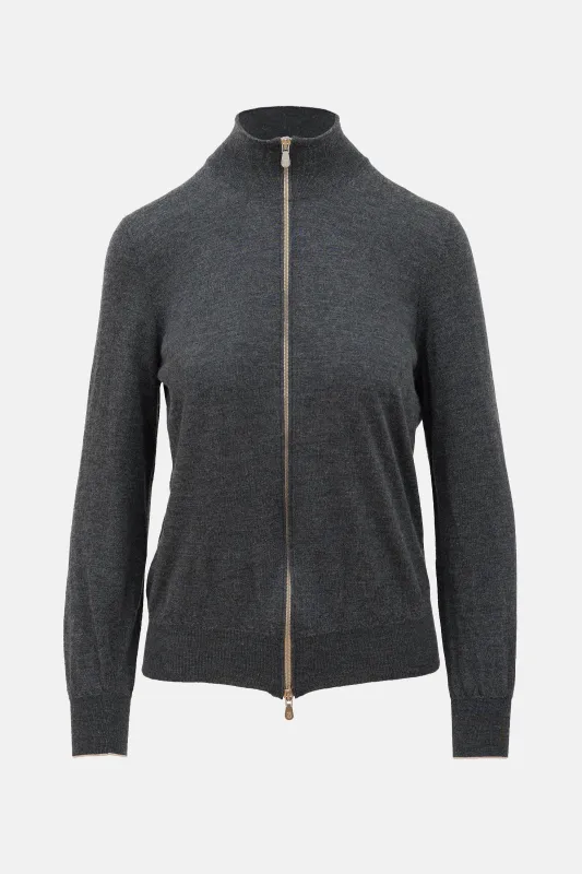Wool & Cashmere Zip Cardigan made by Brunello Cucinelli