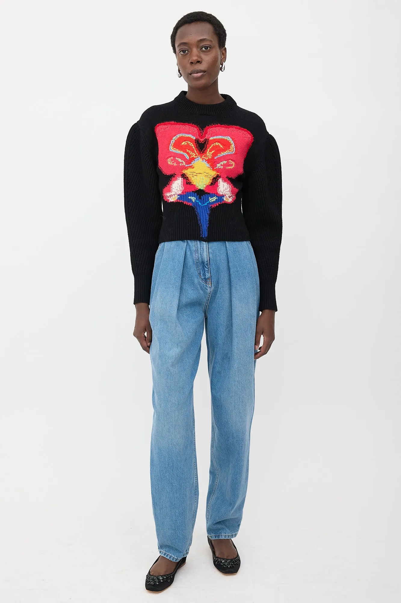 Wool Flower Intarsia Sweater sold by VSP Consignment product image thumbnail 2