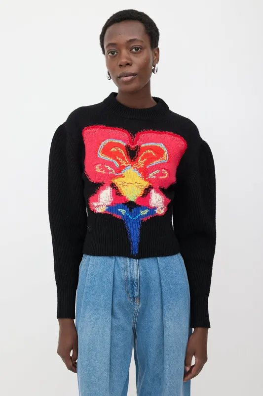 Wool Flower Intarsia Sweater made by Alexander McQueen