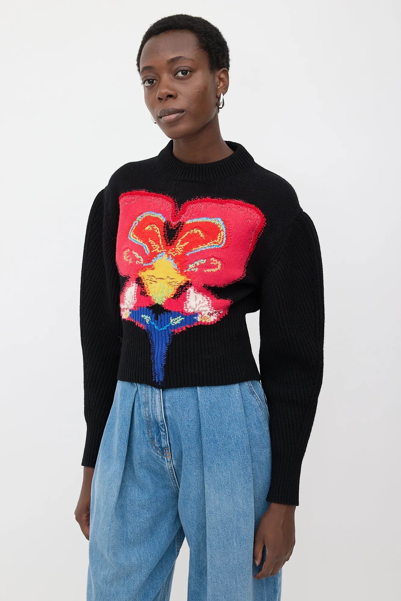 Wool Flower Intarsia Sweater sold by VSP Consignment product image thumbnail 3