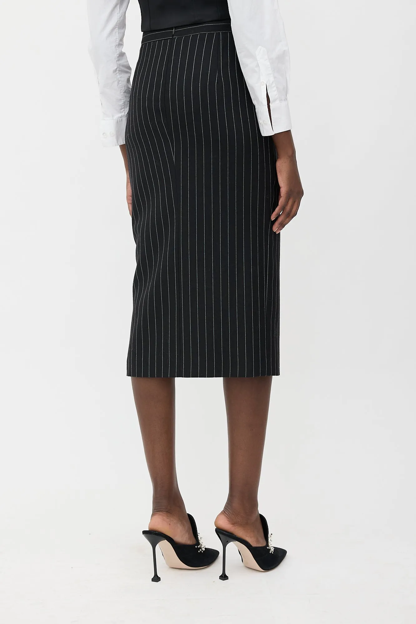 Wool Pinstripe Pencil Skirt sold by VSP Consignment product image thumbnail 4
