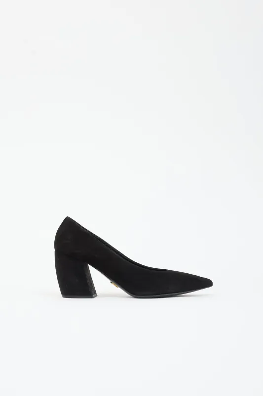 Suede Pointed Toe Pump made by Prada
