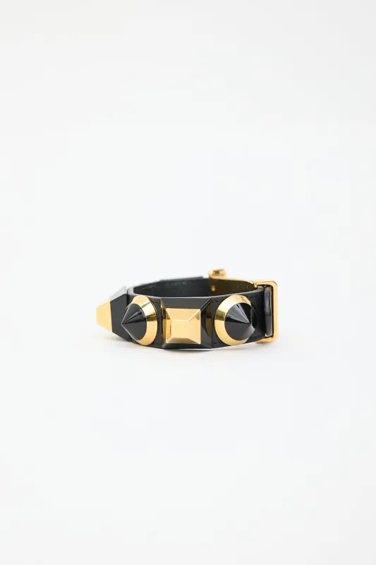 Leather Embellished Bracelet made by Fendi