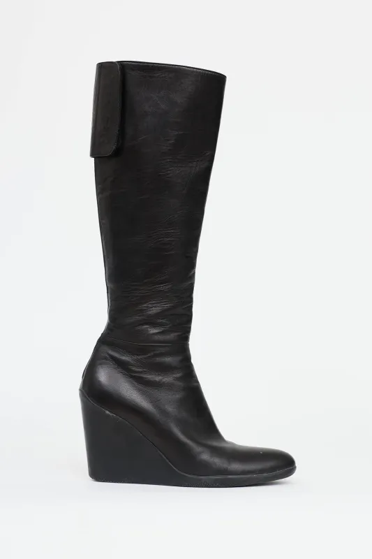 Leather Wedge Boot made by Prada