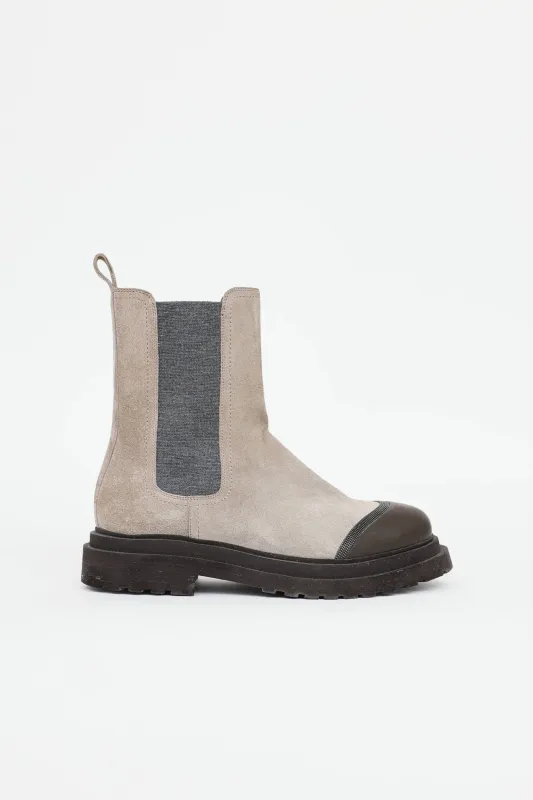 Suede Monili Boot made by Brunello Cucinelli
