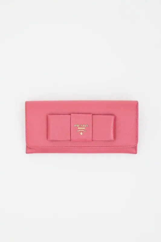 Saffiano Leather Bow Wallet made by Prada