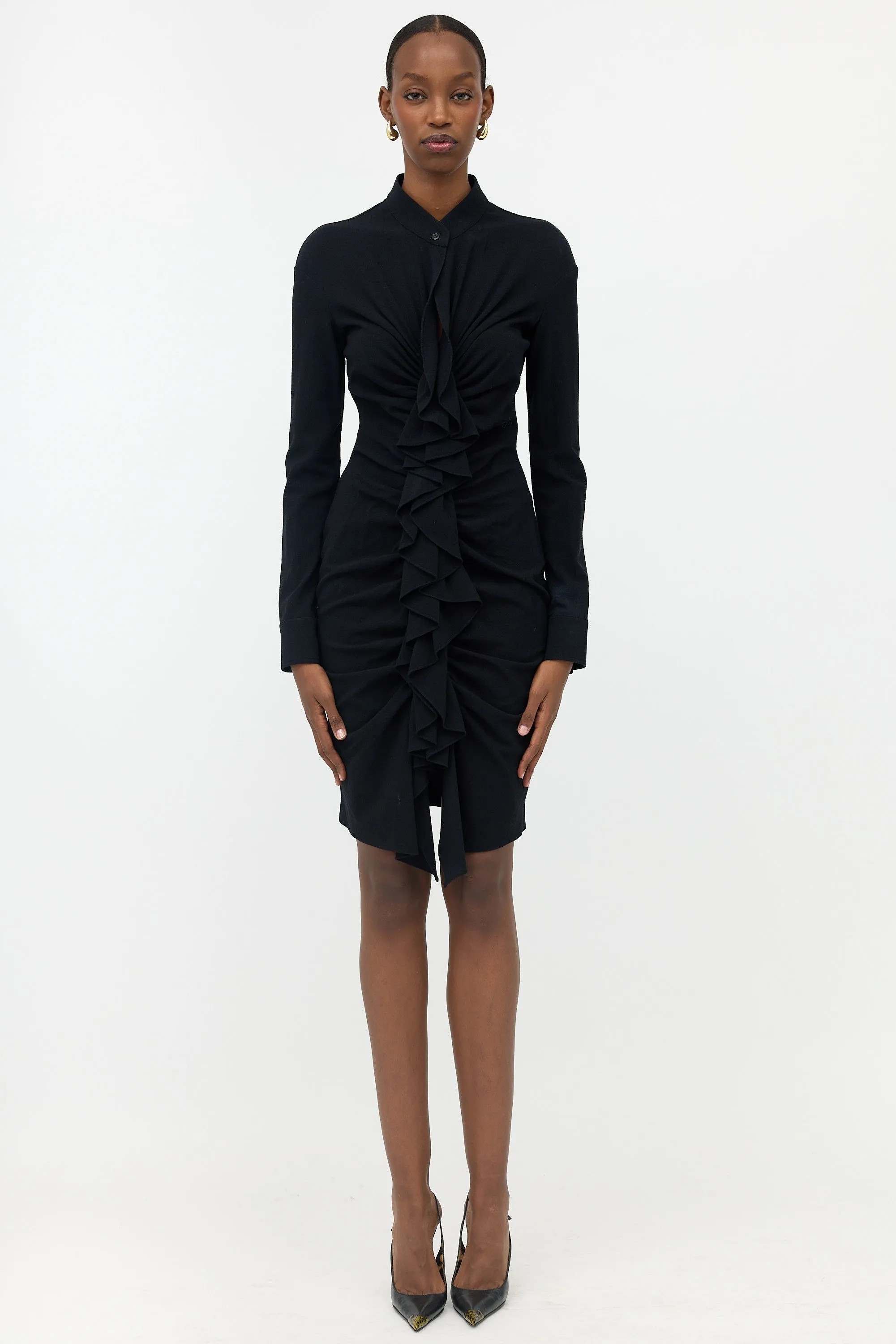 Wool Crepe Ruffled Dress sold by VSP Consignment product image thumbnail 2