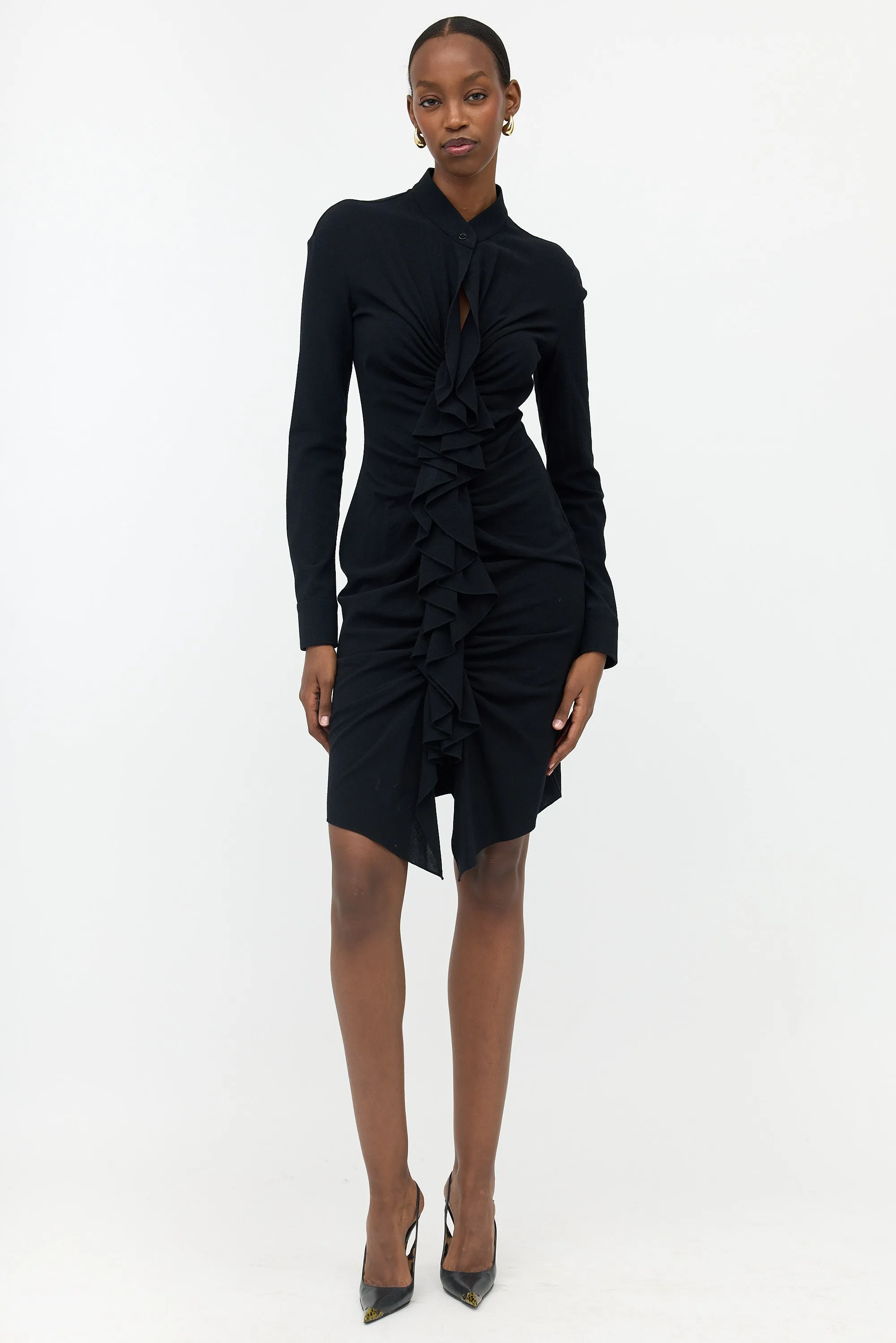 Wool Crepe Ruffled Dress sold by VSP Consignment product image thumbnail 5