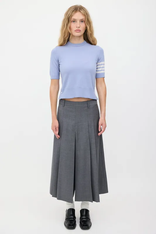 Wool 4-Bar Short Sleeve Sweater made by Thom Browne