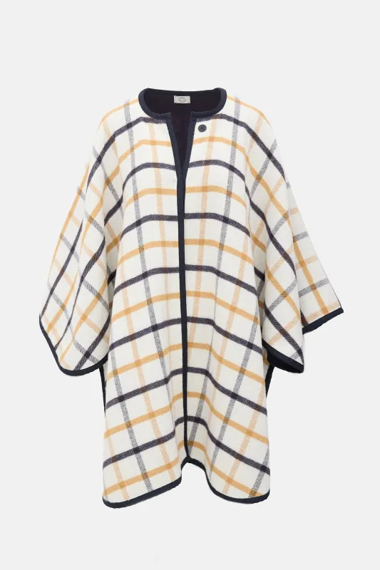 Wool & Cashmere Checked Cape made by Hermes