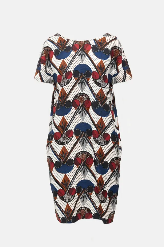 Silk Printed Shift Dress made by Hermes