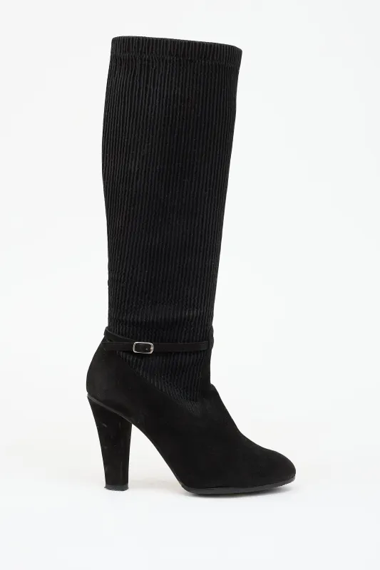 Suede Ribbed Boot made by Chloe