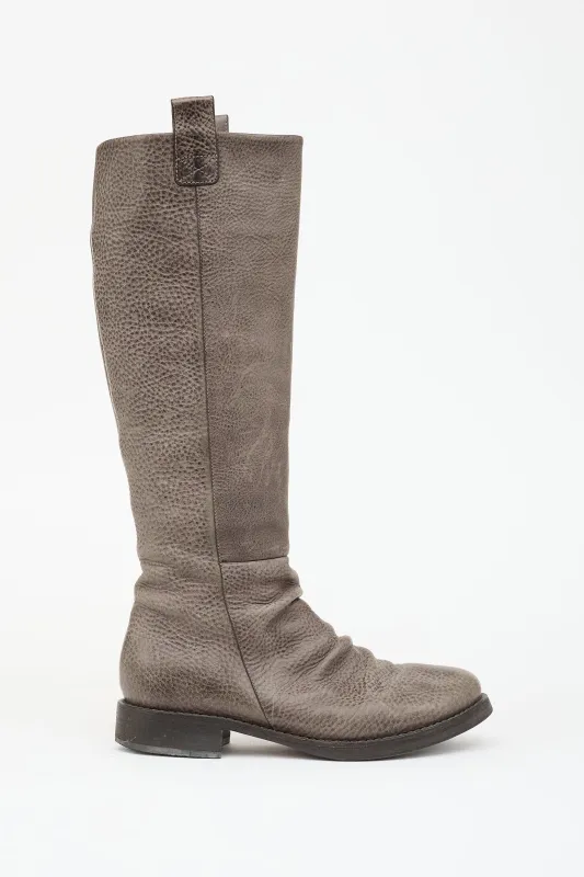 Pebbled Leather Riding Boot made by Brunello Cucinelli