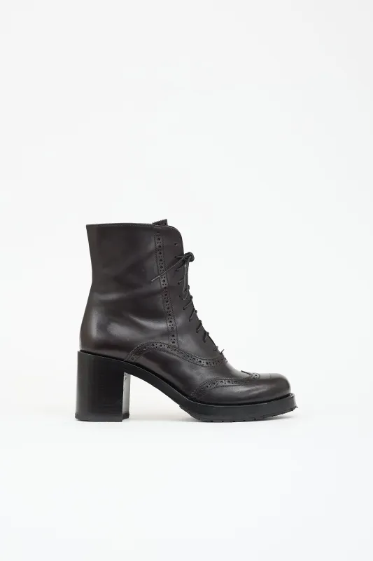 Leather Longwing Brogue Boot made by Miu Miu