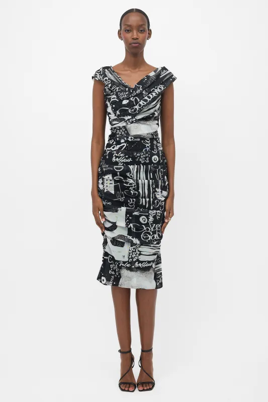 Mesh Ruched Printed Dress made by Dolce & Gabanna