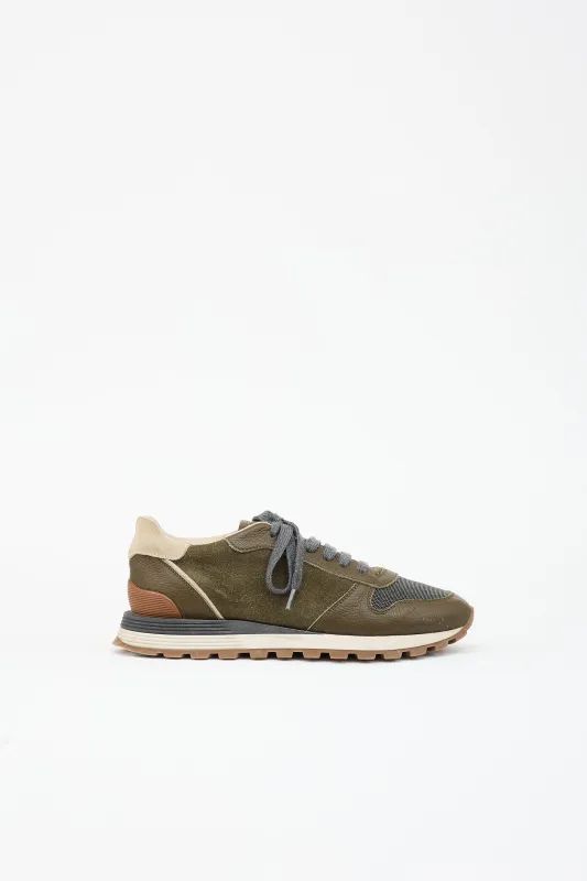Leather & Suede Monili Sneaker made by Brunello Cucinelli