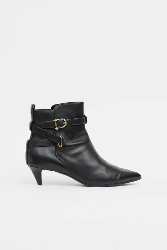 Leather Buckle Ankle Boot made by Celine