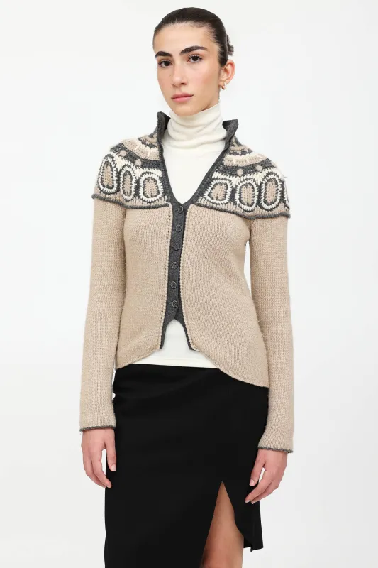 Knit Pattern Cardigan made by Brunello Cucinelli
