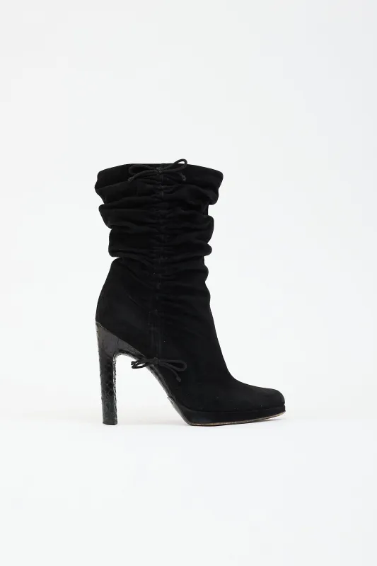 Suede Ruched Ankle Boot made by Gucci