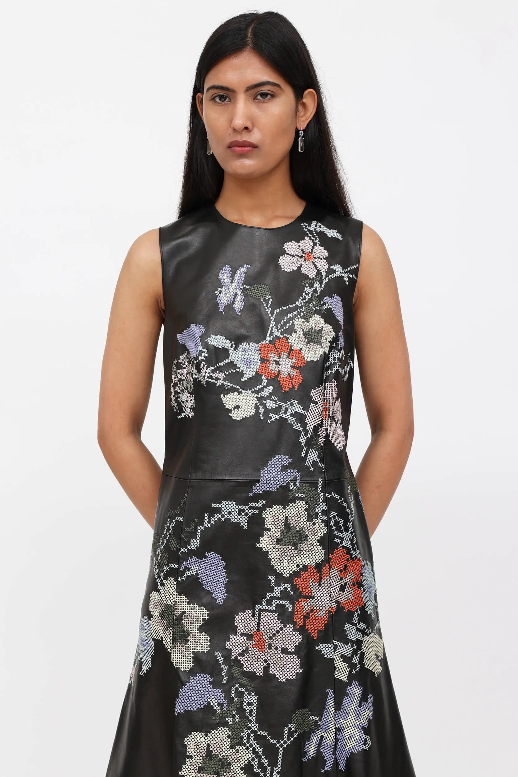 2016 Crossstitched Leather Dress sold by VSP Consignment product image thumbnail 2