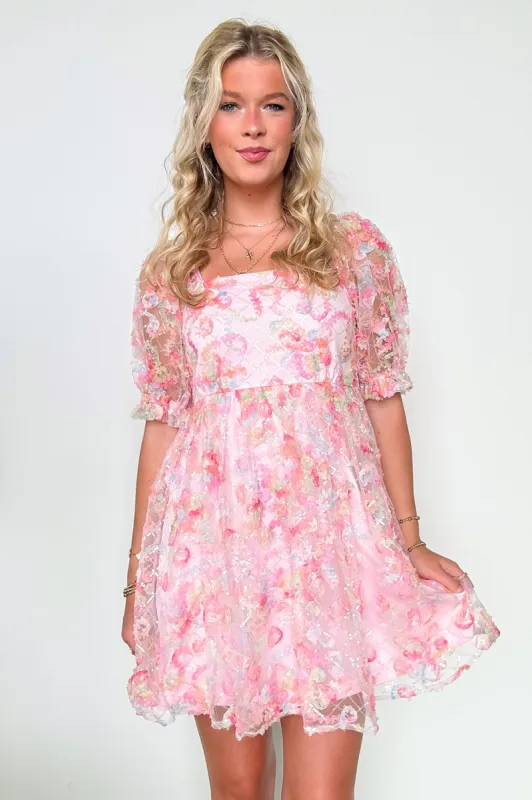 Euphoric Eloquence Multi Color Lace Puff Sleeve Dress - FINAL SALE sold by Madison + Mallory
