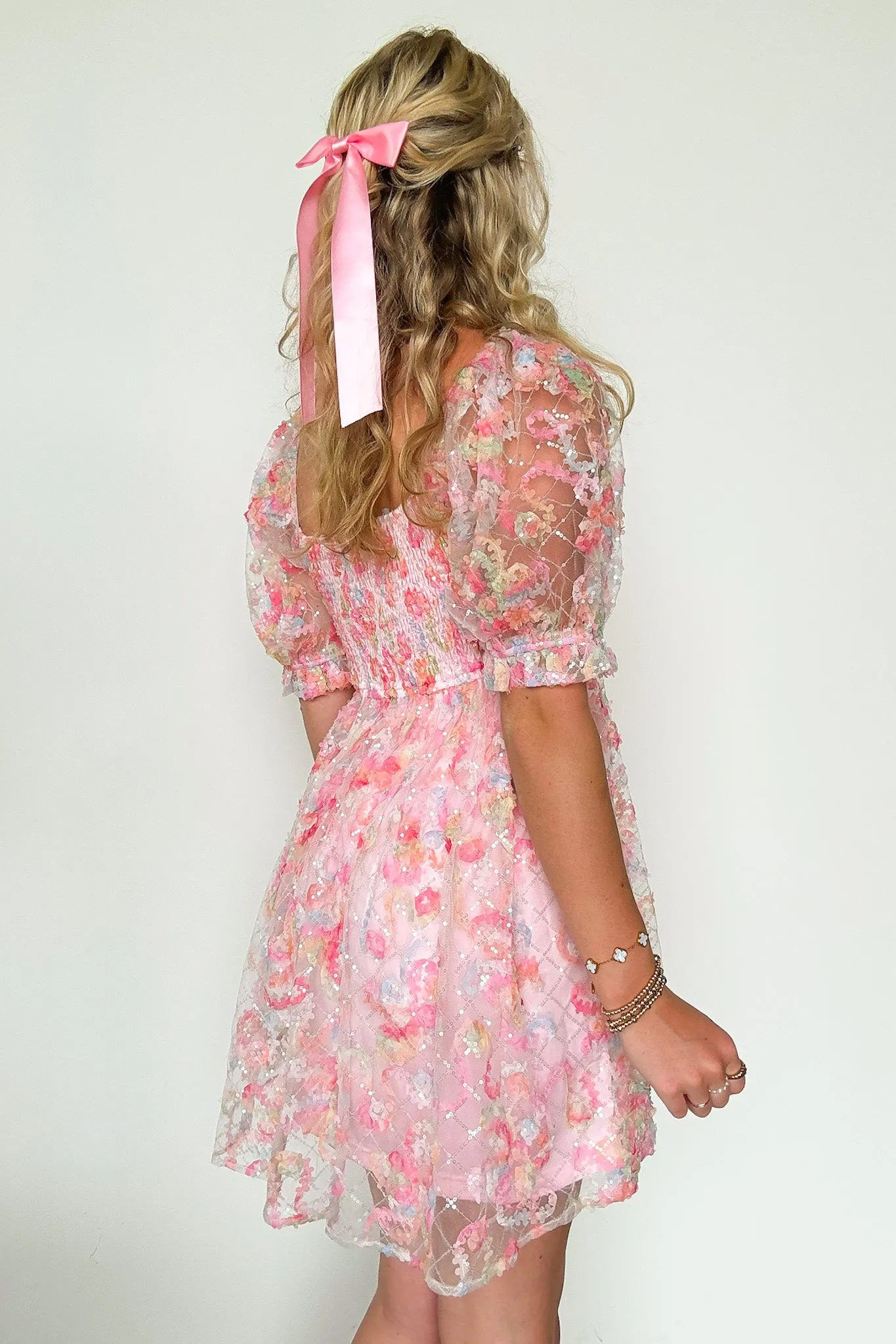 Euphoric Eloquence Multi Color Lace Puff Sleeve Dress - FINAL SALE sold by Madison + Mallory product image thumbnail 3