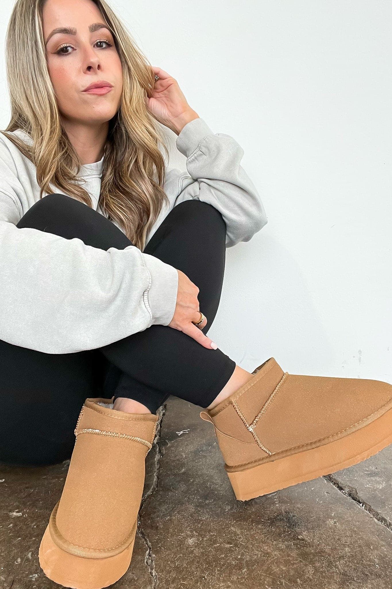 Height of Cozy Platform Sherpa Boots - FINAL SALE sold by Madison + Mallory product image thumbnail 3