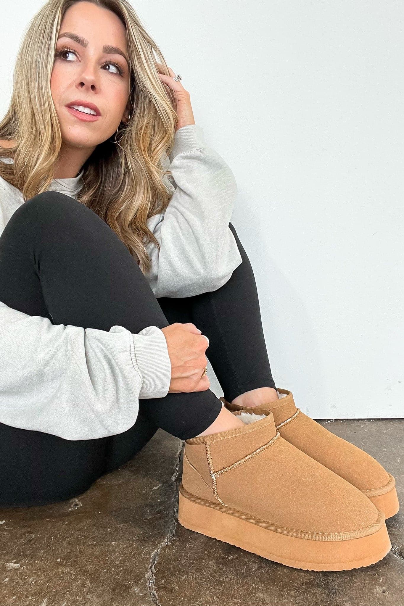 Height of Cozy Platform Sherpa Boots - FINAL SALE sold by Madison + Mallory product image thumbnail 5