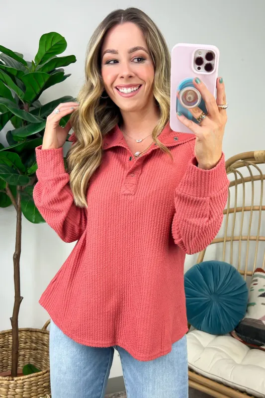 Delora Collared Textured Knit Top - FINAL SALE sold by Madison + Mallory