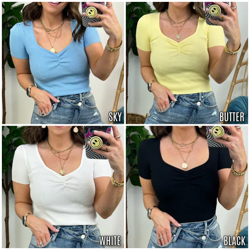 Haidon Gathered Knit Crop Top - FINAL SALE sold by Madison + Mallory