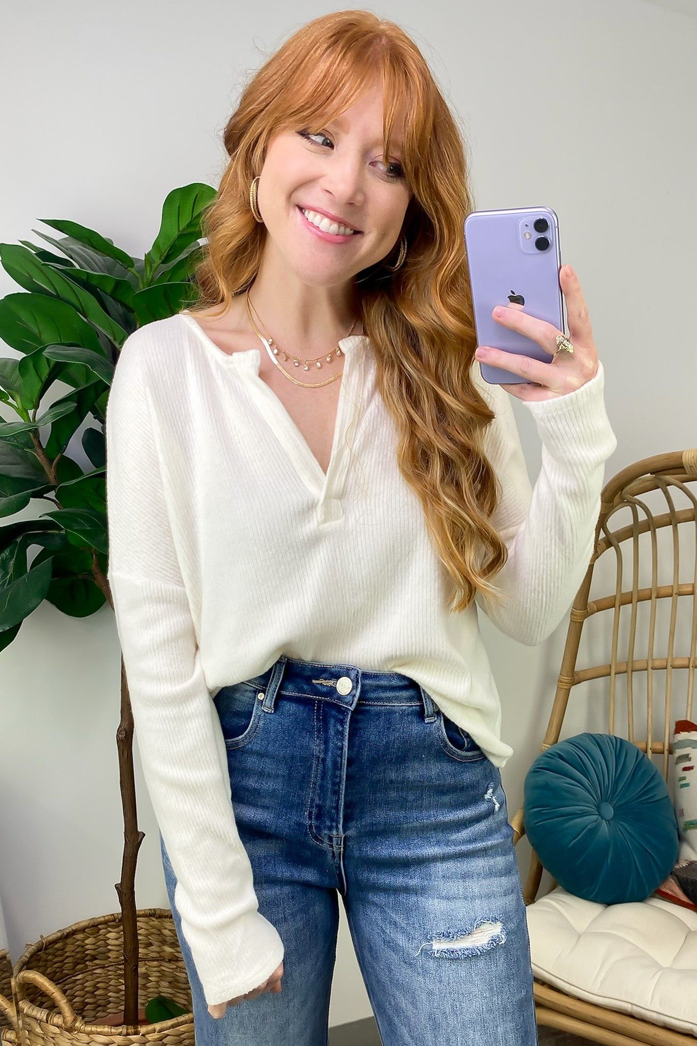 Torianna Ribbed Collared Long Sleeve Top sold by Madison + Mallory product image thumbnail 2