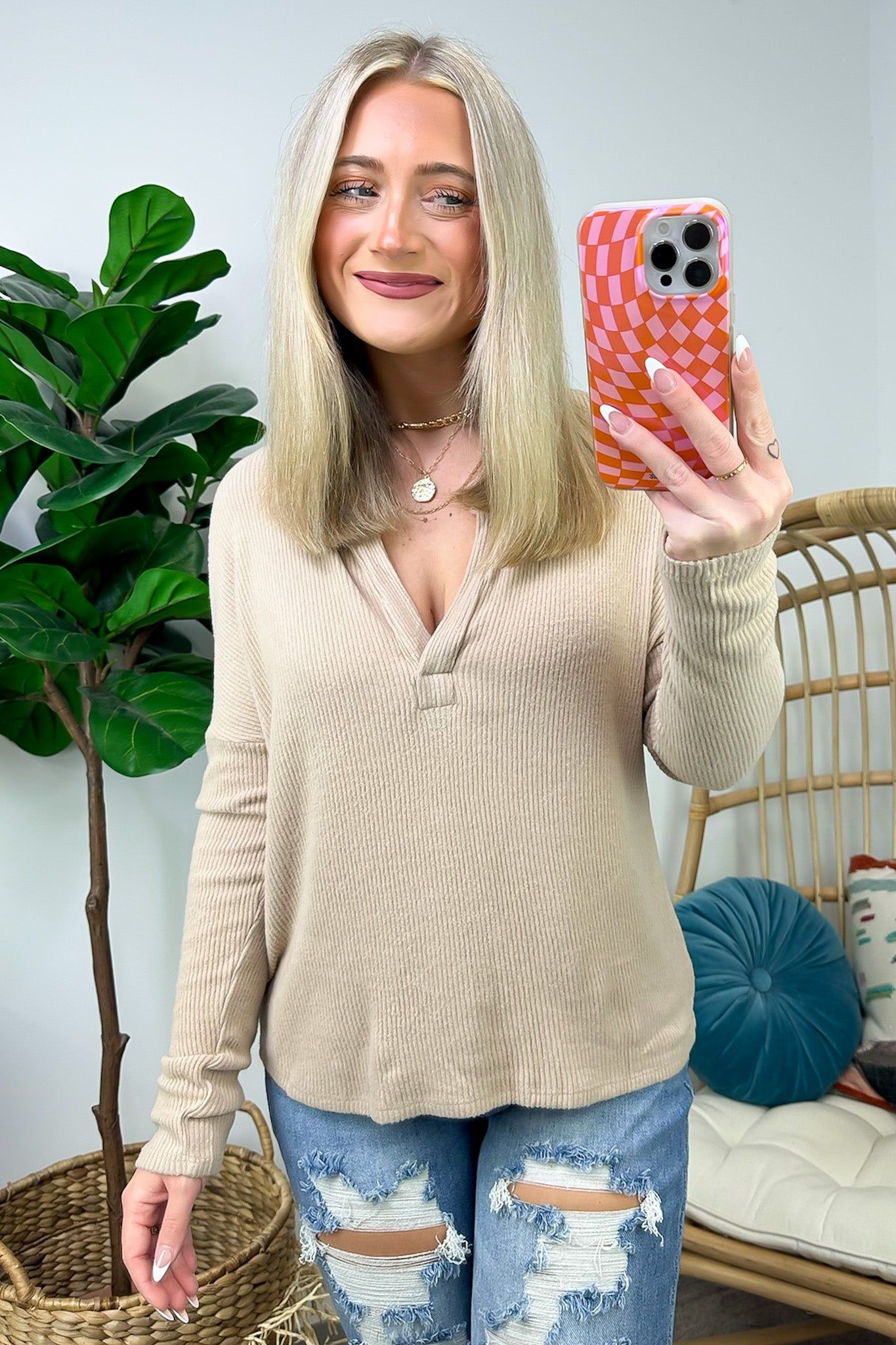 Torianna Ribbed Collared Long Sleeve Top sold by Madison + Mallory product image thumbnail 3