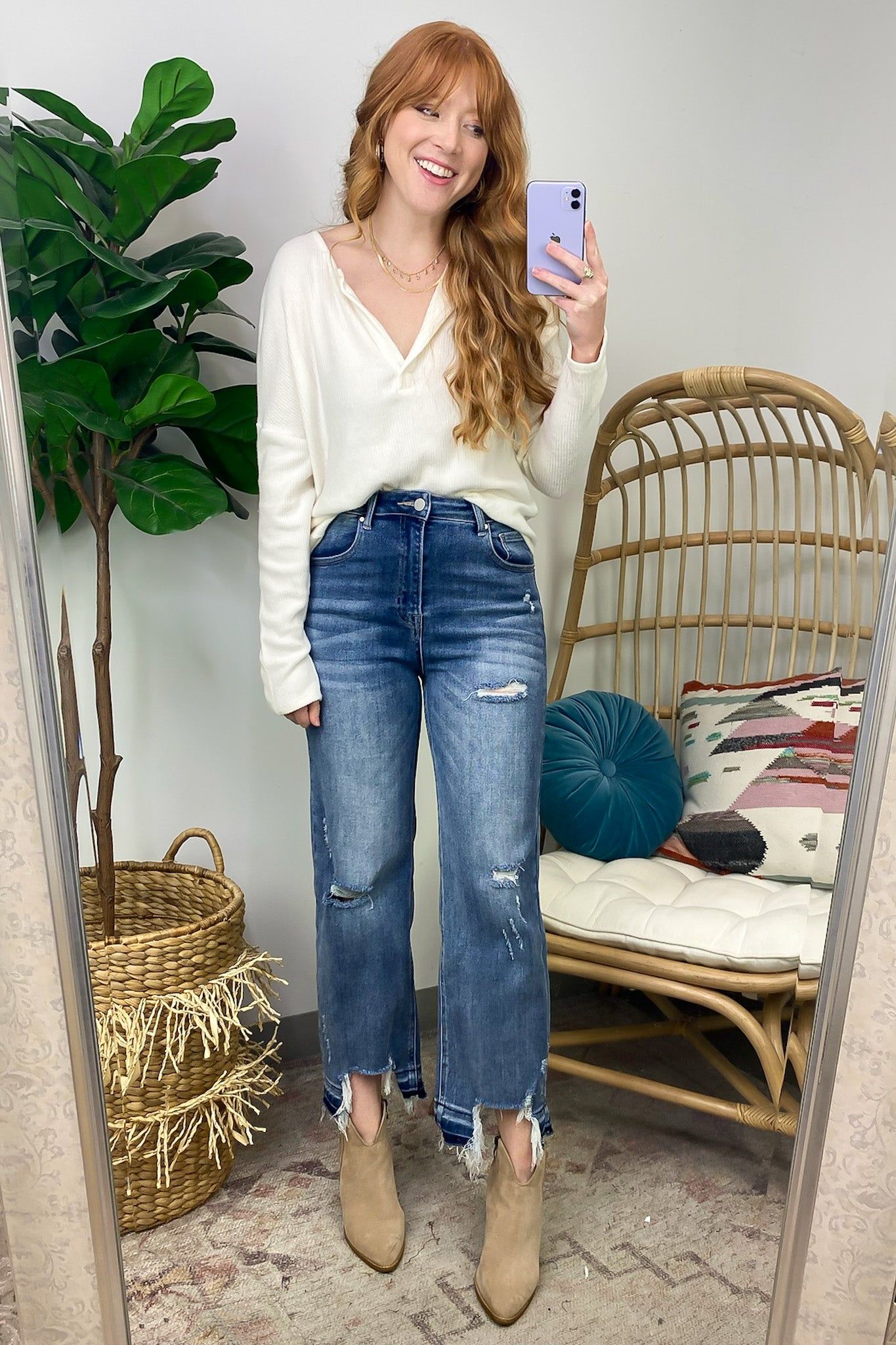 Torianna Ribbed Collared Long Sleeve Top sold by Madison + Mallory product image thumbnail 5