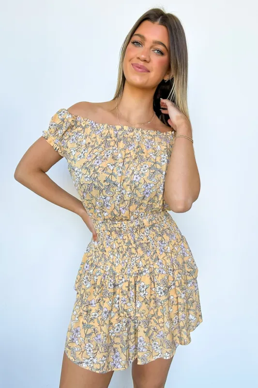 Sunny Attraction Floral Smocked Romper sold by Madison + Mallory