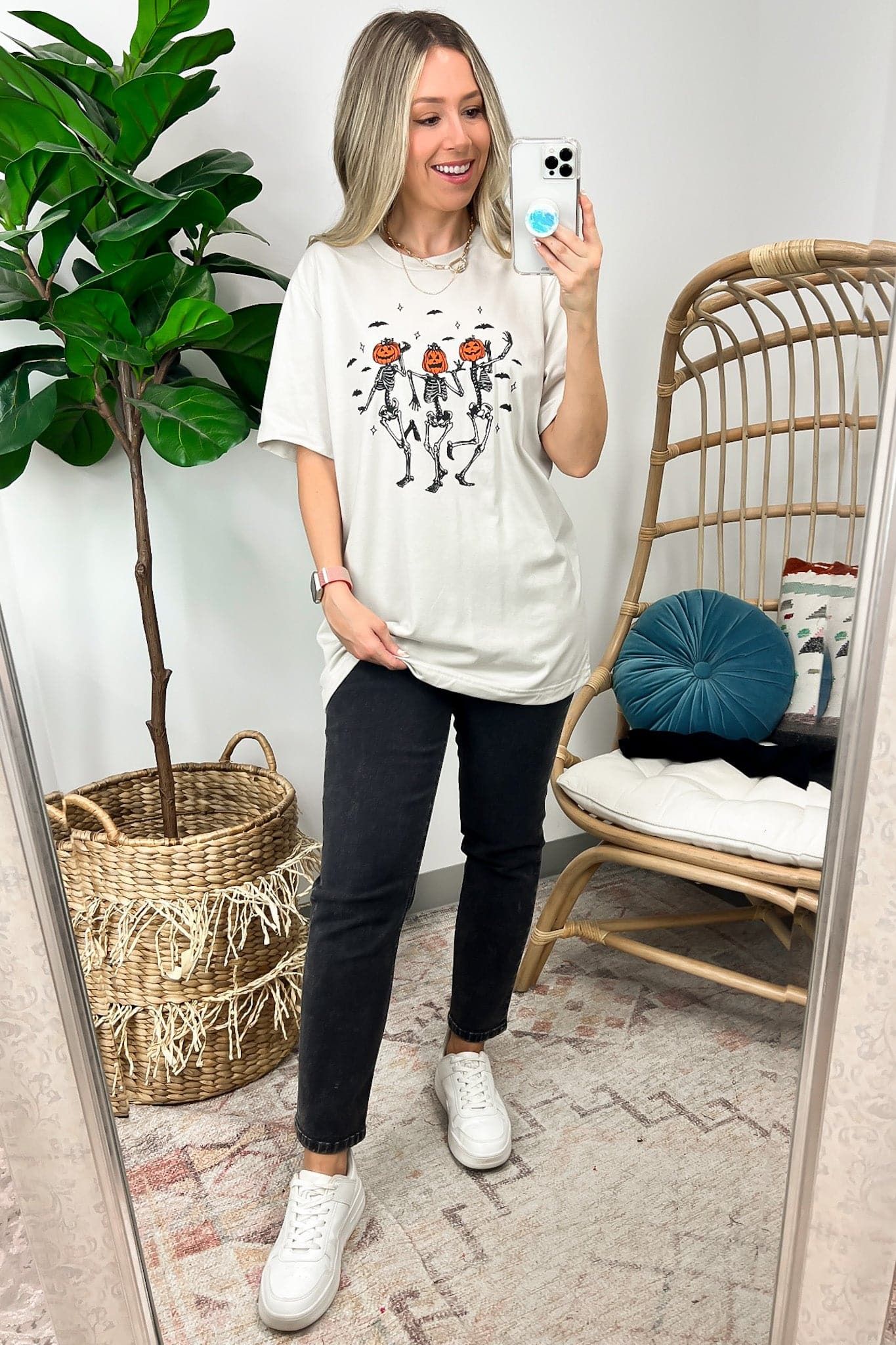 Dancing Skeletons Oversized Graphic Tee - BACK IN STOCK sold by Madison + Mallory product image thumbnail 4