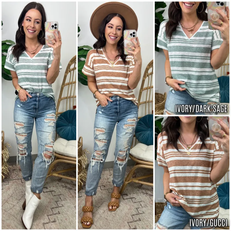 Lizah Striped V-Neck Top - FINAL SALE sold by Madison + Mallory
